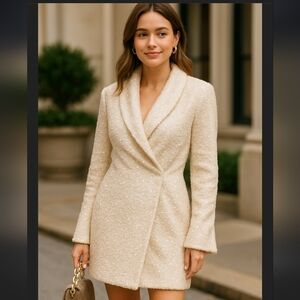 & Other Stories Sequin Double Breasted Blazer Dress In Cream